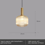 Lámpara colgante de cristal nórdico con acabado de cobre