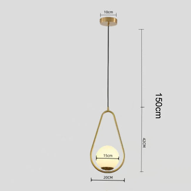 Nordic Glass Ball Pendant Light Brass Iron Hanging Lamp