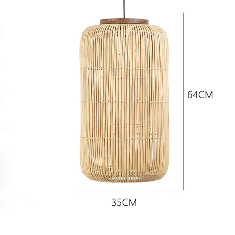 Vintage Bamboo Pendant Ceiling Light with Crystal Accents