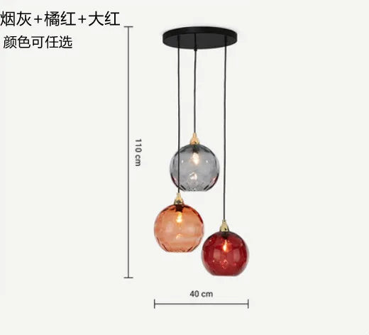 Nordic Dimpled Glass Ball Pendant Light in Jewel Colors for Kitchen