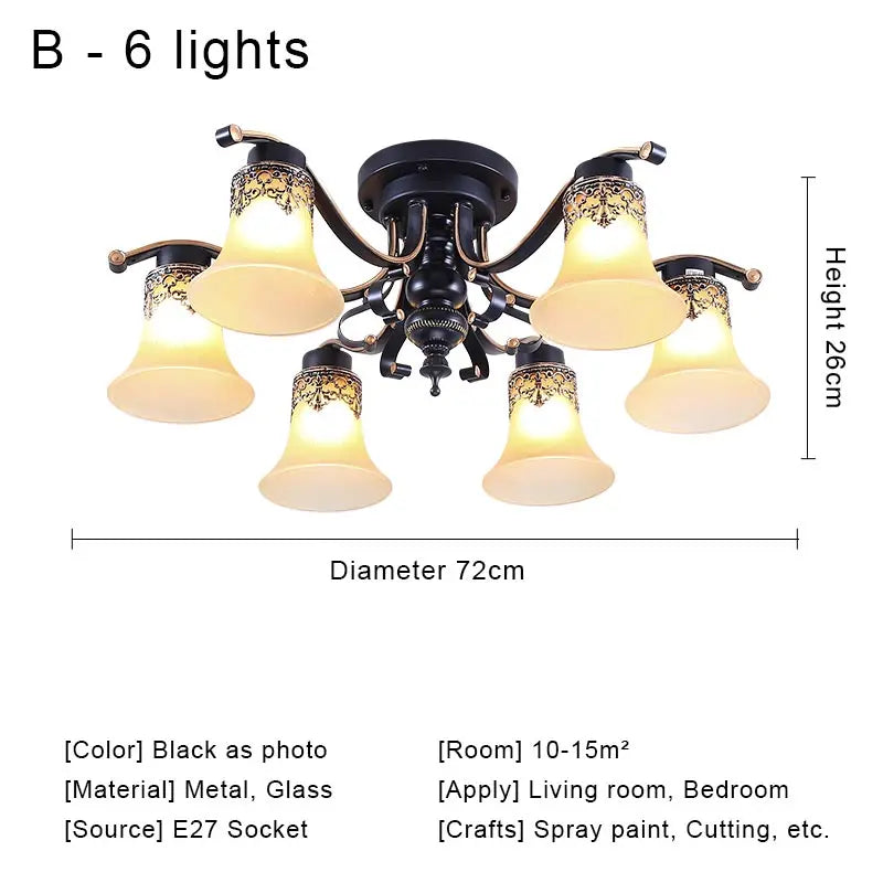 Lámpara colgante de araña vintage de cristal para iluminación interior de sala de estar, dormitorio, cocina, candelabros retro, accesorios de iluminación tipo loft