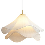 Art Deco Sheer Petal Fabric Pendant Light in White for Living Room