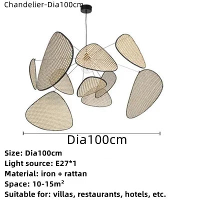 Bohemian Rattan Pendant Light for Living Room