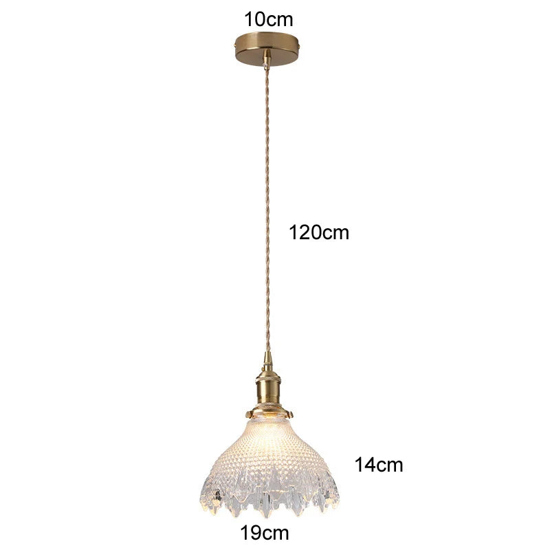 Retro Colored Glass Pendant Light Collection with Brass Fitting for Cafe