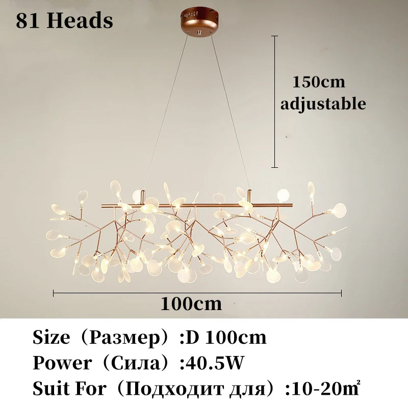 Lámpara nórdica de techo de lujo moderna para sala de estar o cocina, con forma de luciérnaga, LED, colgante, de interior, creativa, para habitación infantil, con anillos de luz