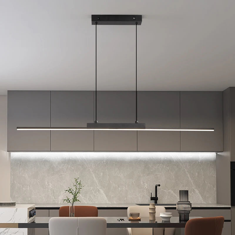 Minimalist Iron Linear Pendant Light for Dining Room