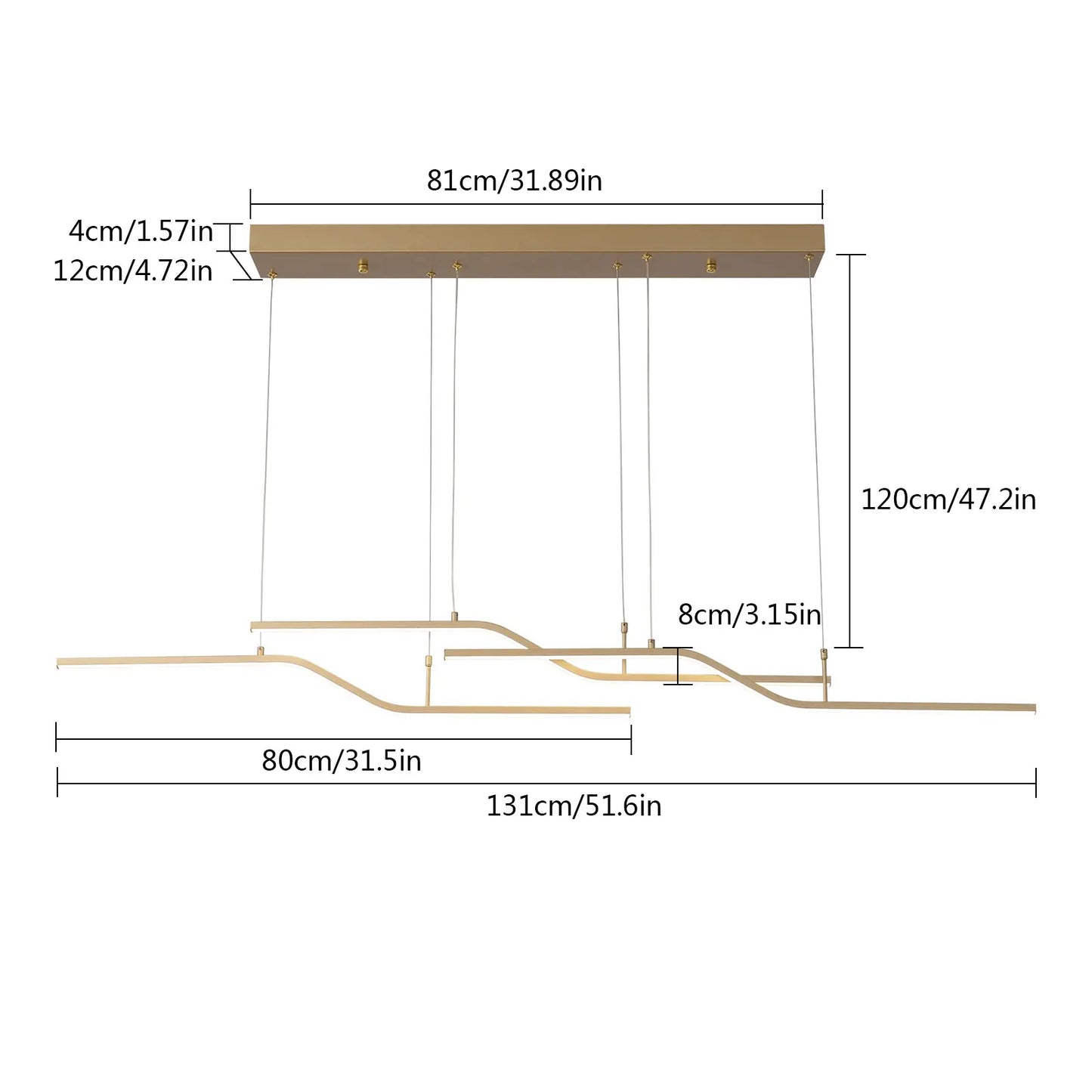 Minimalist Gold Linear Pendant Light for Dining
