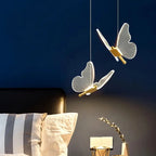 Butterfly LED Pendant Light in Gold with Clear Wings for Bedside