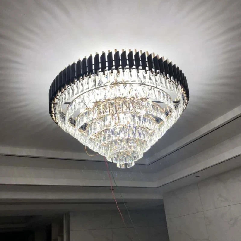 Black Gold Crystal Chandelier Modern Ceiling Light