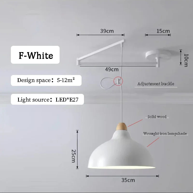 Nordic Iron Swing Arm Pendant Light for Dining Room