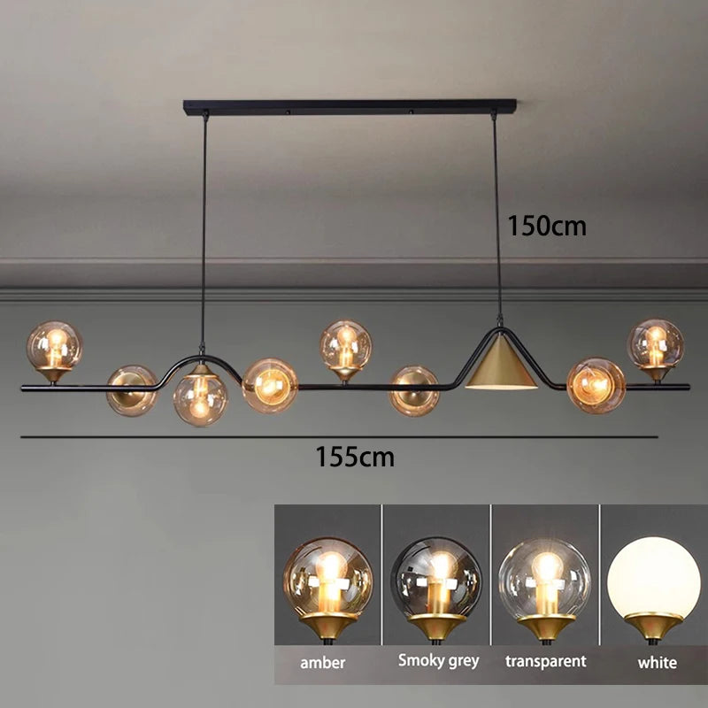 Nordic Iron Glass Pendant Light for Dining Room