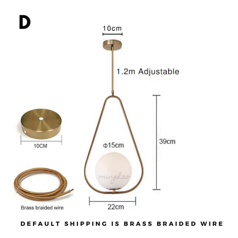 Nordic Minimalist Glass Ball Pendant Light