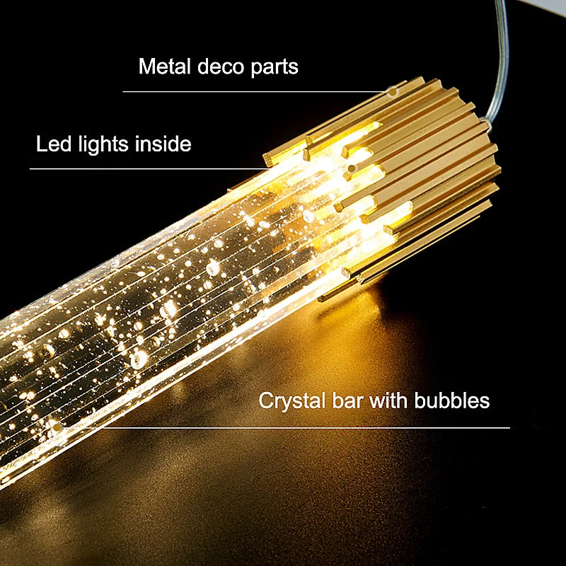 Modern Bubble Texture Acrylic Column Pendant Light in Gold for Bedside
