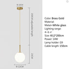 Modern LED Bedside Pendant Light White/Smoke Gray Glass Ball Ceiling Hanging Lamps Nordic Home Decoration Ceiling Pendant Lamp
