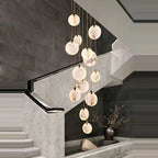Luxury Alabaster Marble Disc Chandelier for Staircase and Lobby