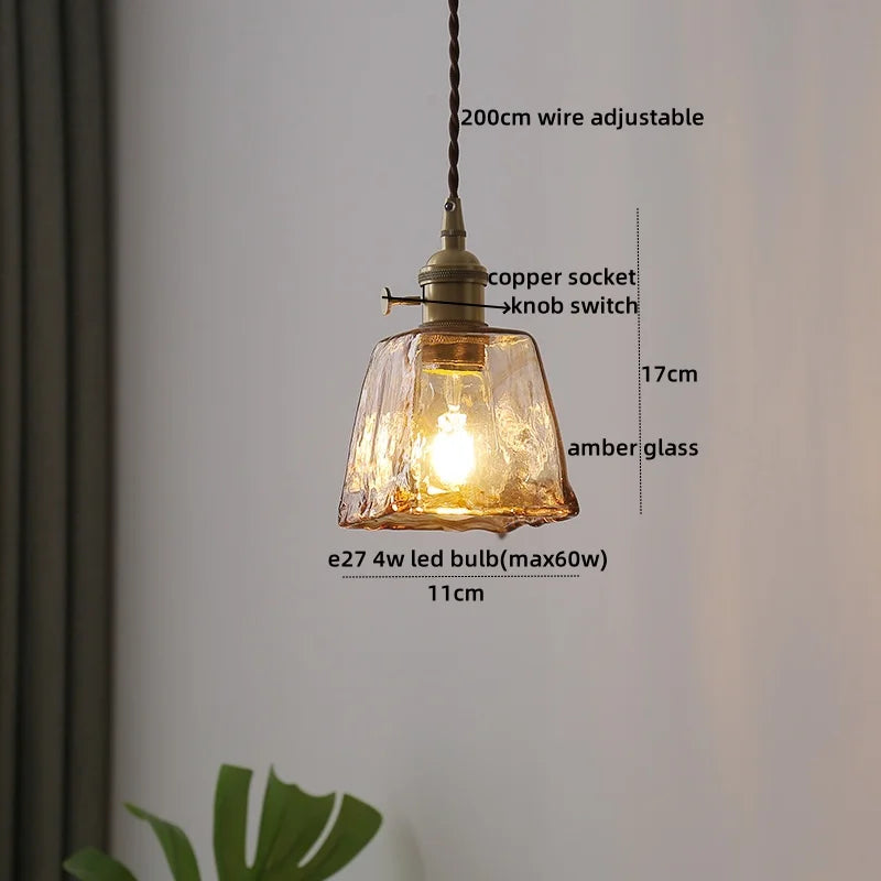 Lámparas colgantes LED con interruptor de perilla IWHD para cocina, pasillo, sala de estar, dormitorio, cristal transparente, lámpara colgante nórdica, araña