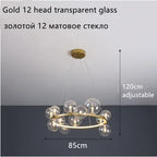 Modern Ring Glass Ball LED Chandelier Iron Frame
