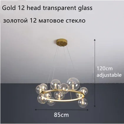 Modern Ring Glass Ball LED Chandelier Iron Frame