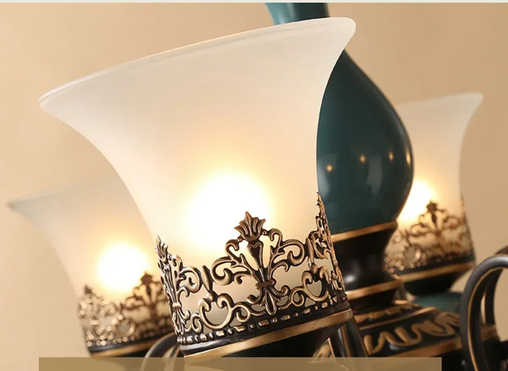 Vintage Iron Ceramic Chandelier Dining Room
