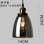 Industrial Clear Glass Pendant Light with Antique Brass Fitting for Bar