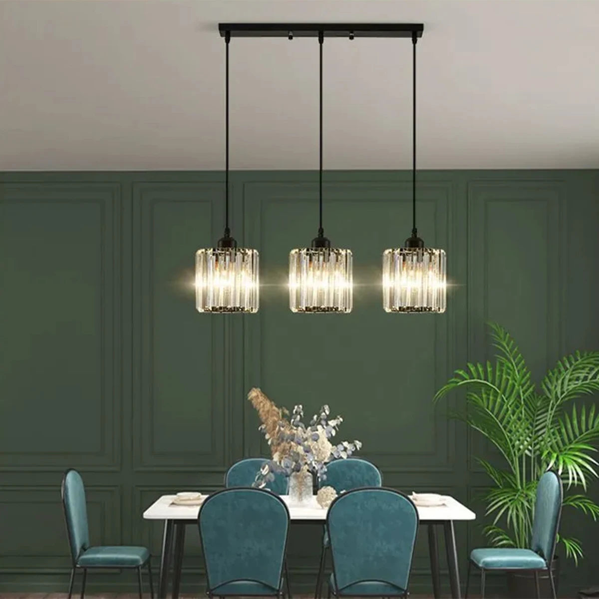Nordic Crystal Glass Pendant Light - 3 Head
