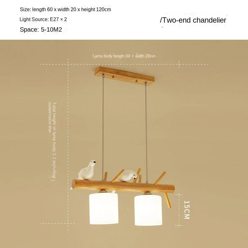 Nordic Wood Pendant Light with Glass Shades