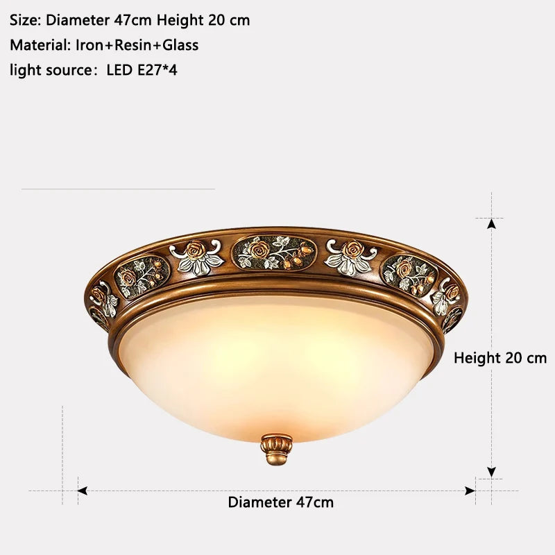 Lámpara colgante de estilo europeo Lámpara de sala de estar Lámpara colgante de hierro y resina para restaurante Retro Villa Dúplex Luminaria
