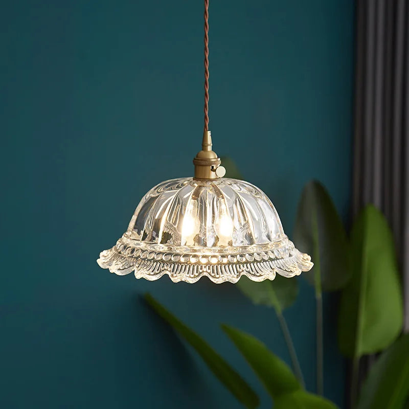 Lámparas colgantes LED con interruptor de perilla IWHD para cocina, pasillo, sala de estar, dormitorio, cristal transparente, lámpara colgante nórdica, araña