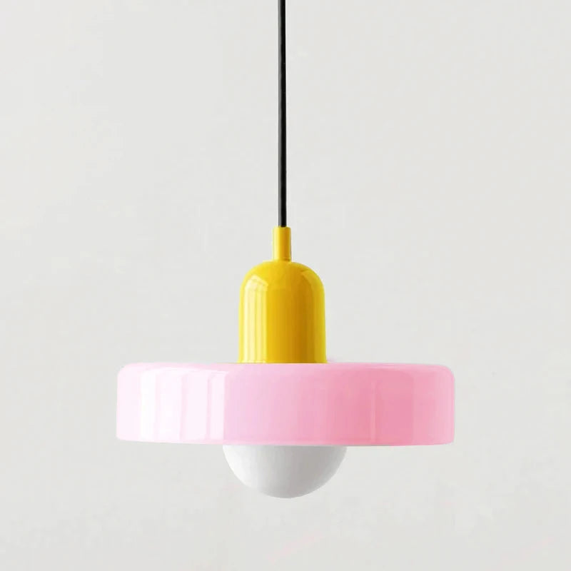 Retro Two Tone Glass Mushroom Pendant Light for Cafe and Dining Room