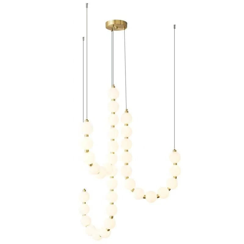Modern Glowing Bead Strand LED Chandelier for Staircase and Living Room