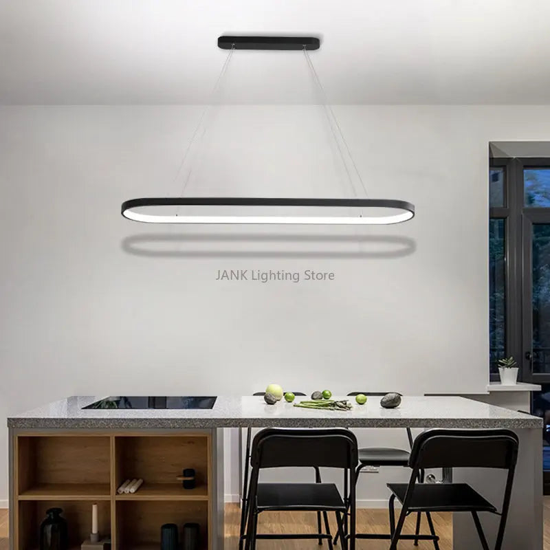 Lámpara colgante LED minimalista con diseño de tira ovalada