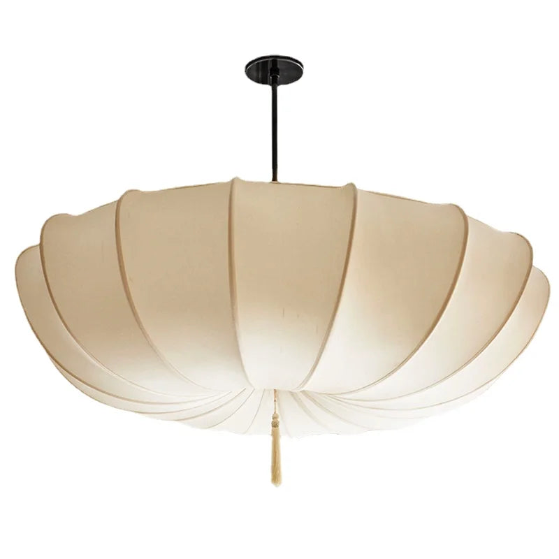 European Cream Fabric Pumpkin Pendant Light for Dining Room and Hotel
