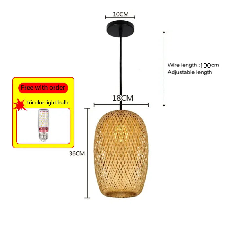 Bamboo Rattan Woven Pendant Light Chandelier
