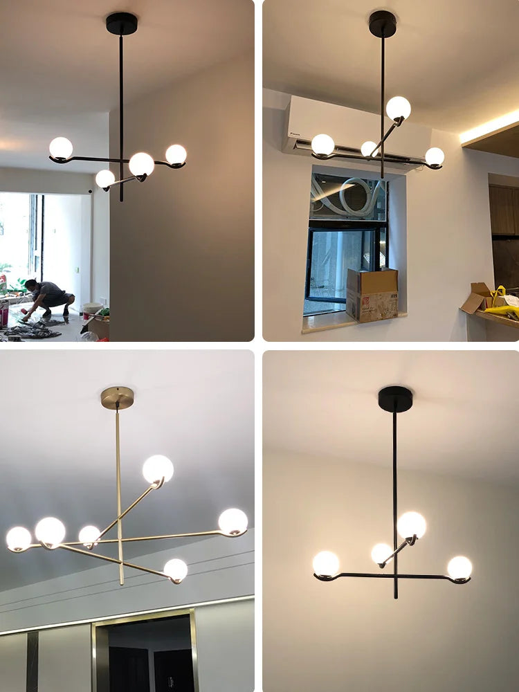Minimalist Iron Glass Pendant Light for Living Room