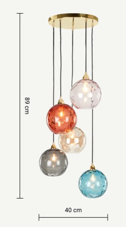 Nordic Dimpled Glass Ball Pendant Light in Jewel Colors for Kitchen