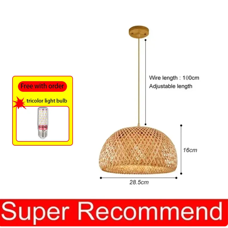 Bamboo Rattan Woven Pendant Light Chandelier