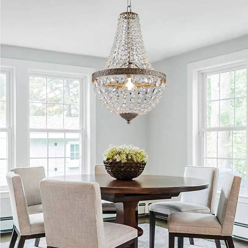 Antique Bronze Crystal Empire Chandelier