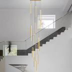 Minimalist Gold Hanging Pendant Light for Stairwell