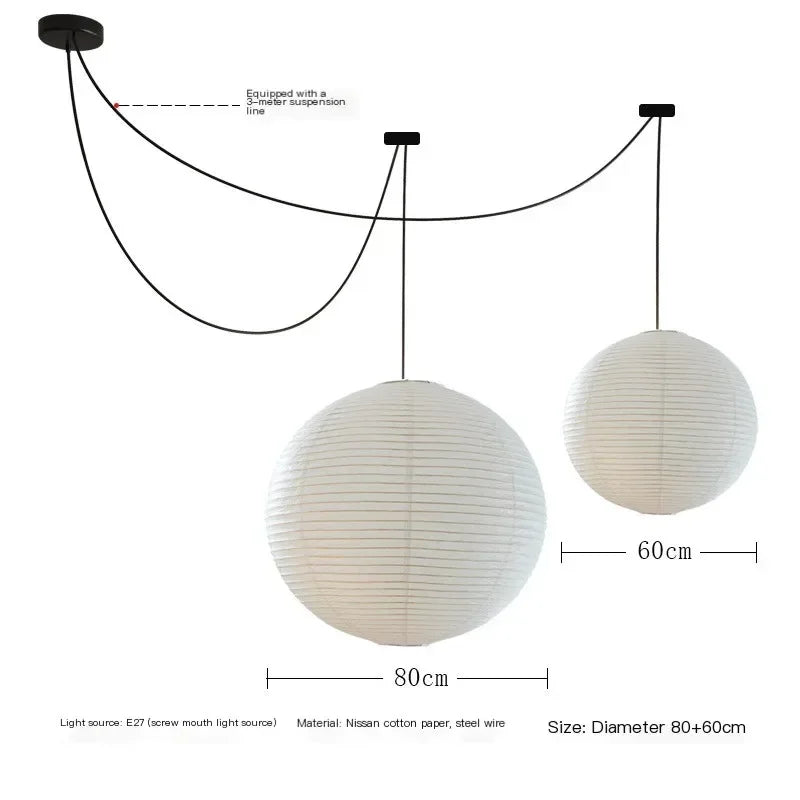 Minimalist Paper Ball Pendant Light for Bedroom
