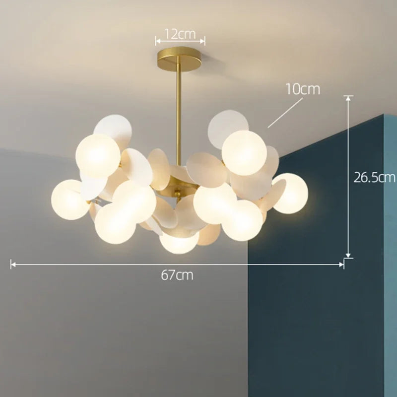 Colorful Branch Chandelier with Opal Glass Balls for Kids Room and Living Room