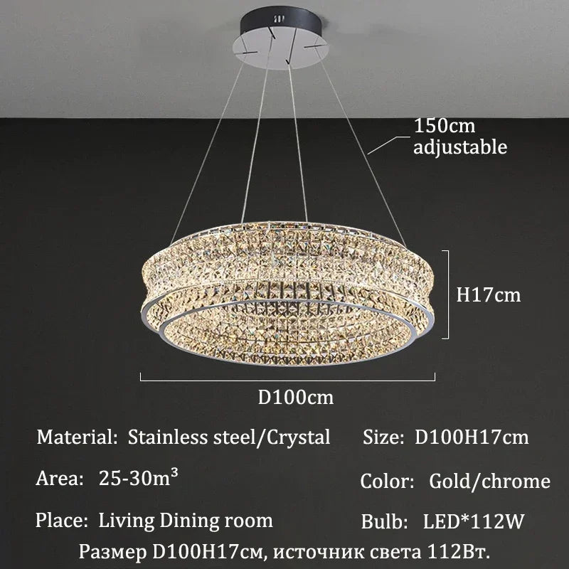 Lámpara de araña de techo moderna de cristal de lujo