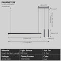 Lámpara colgante lineal minimalista de aluminio negro