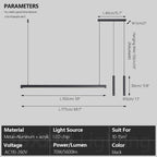 Lámpara colgante lineal minimalista de aluminio negro
