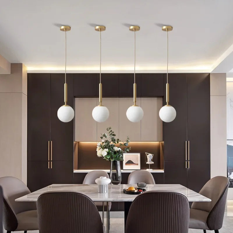 Nordic Glass Ball Pendant Light - Brass Hanging Lamp