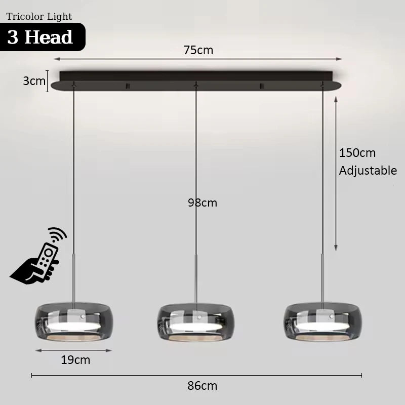 Minimalist Glass Pendant Light with Remote Control