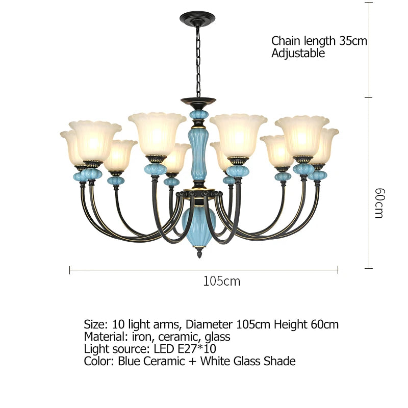 Retro Rustic Crystal Chandelier Dining Room Light