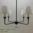 Modern Black Chandelier with Fabric Shades