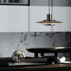 Minimalist Iron Pendant Light with Chrome Accent