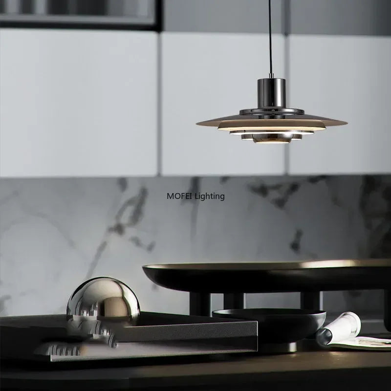 Minimalist Iron Pendant Light with Chrome Accent