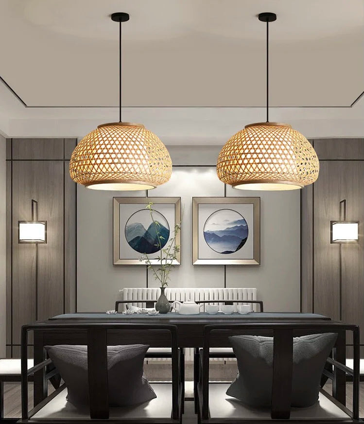 Bohemian Rattan Pendant Light Woven Hanging Lamp